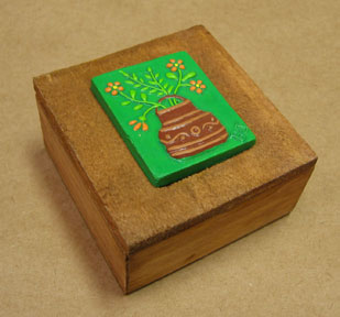 Decorative Wooden Boxes - Hand Painted Ceramic Lid